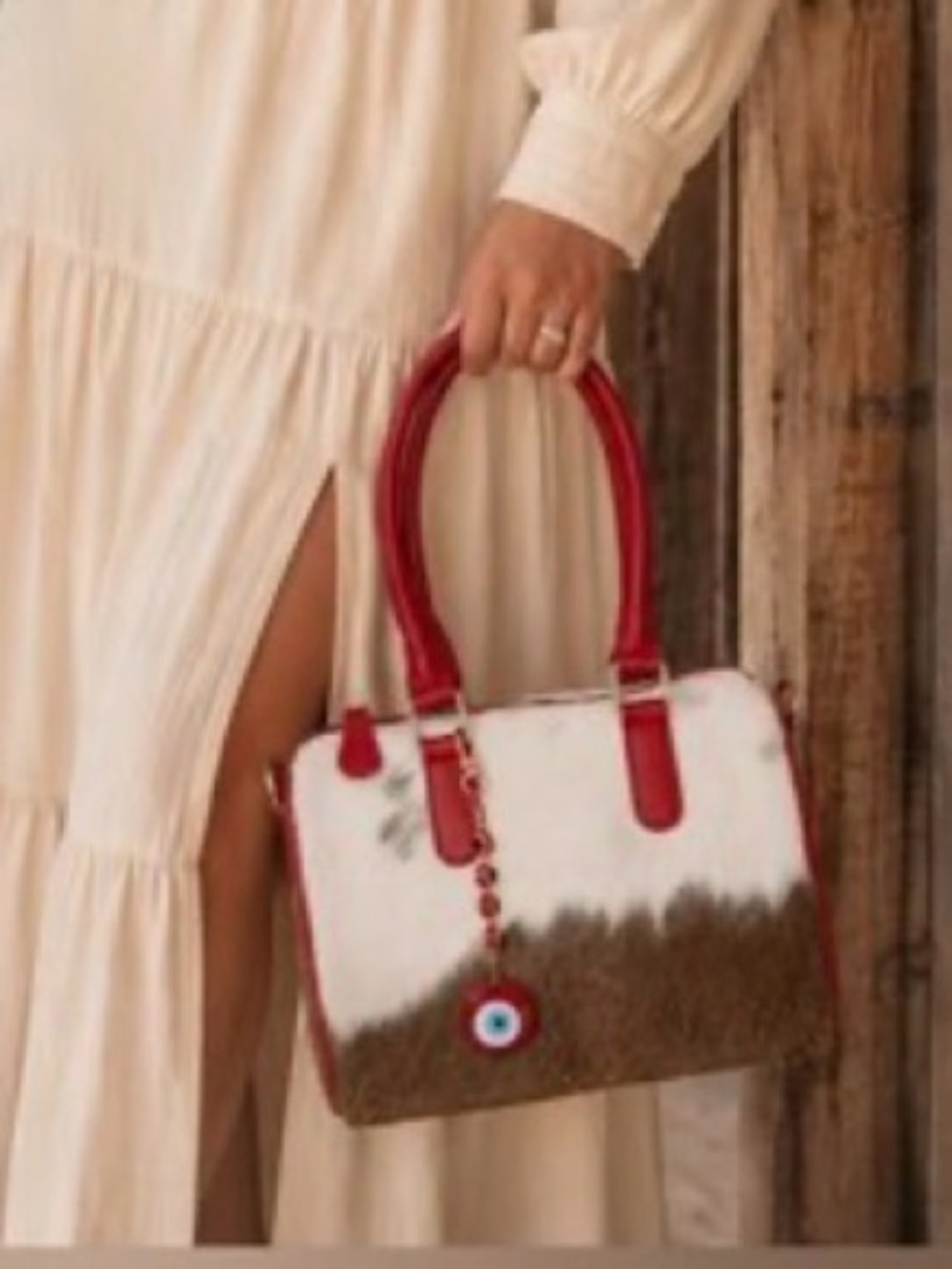 Cowhide Red Hot Ranch Charm Satchel